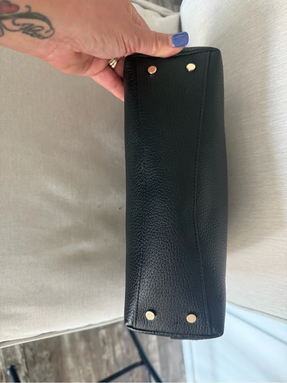 kate spade Black Pebbled Leather Shoulder Bag with Gold Hardware
